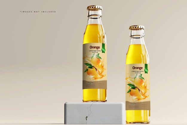 glass beverage bottles mockup