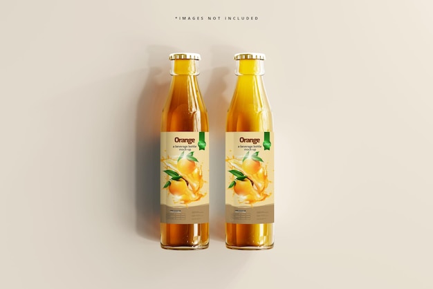 glass beverage bottles mockup
