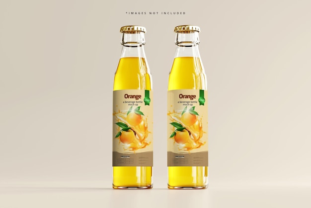 glass beverage bottles mockup