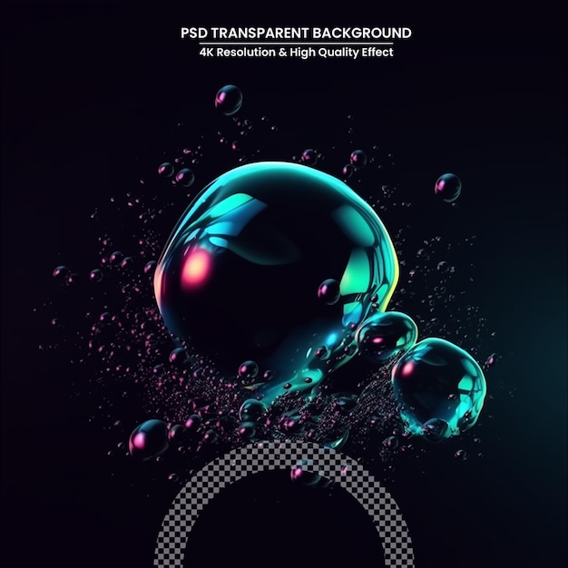 Glass blobs on pink background 3d render rendering