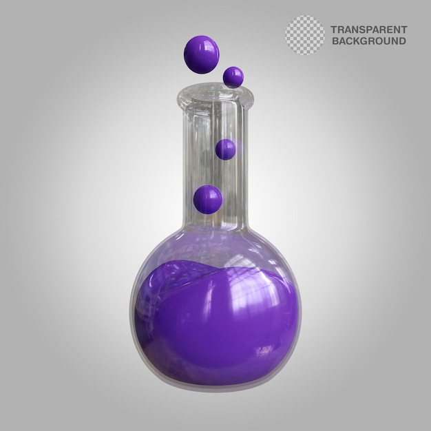 Glass boiling flask. Florence flask. 3D illustration.