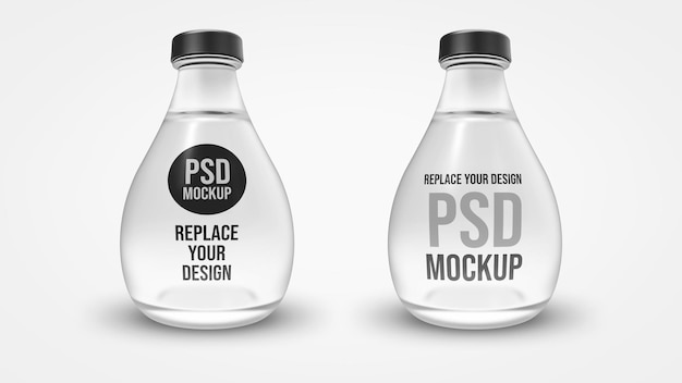 Bottiglia di vetro 3d rendering mockup design