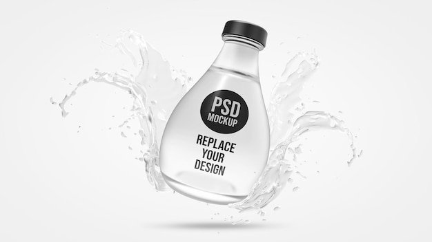 Glass bottle 3d rendering mockup design