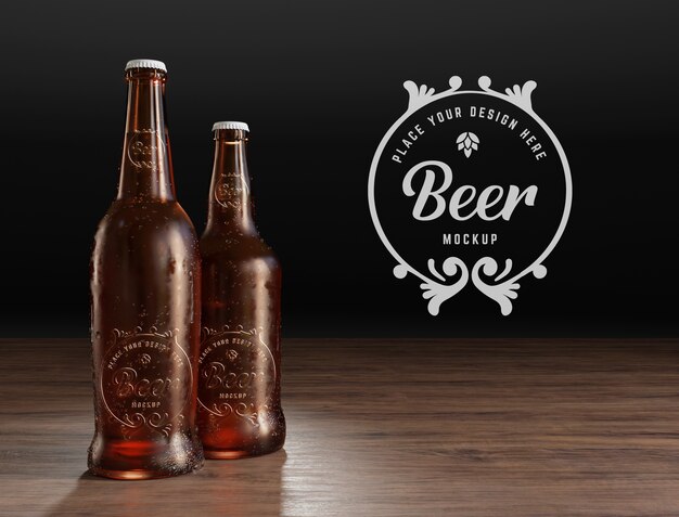 Bottiglia di birra in vetro con logo mockup