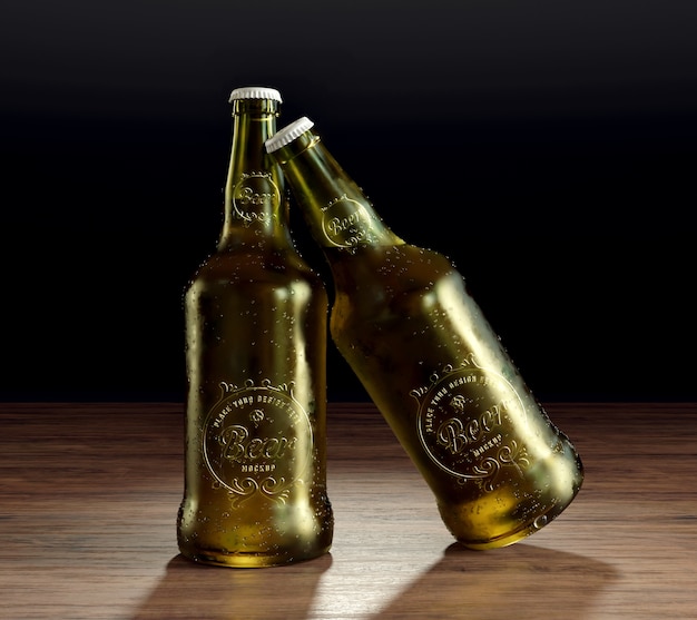 PSD glass bottle of beer with logo mockup