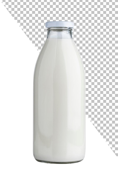 Glass bottle of milk isolated