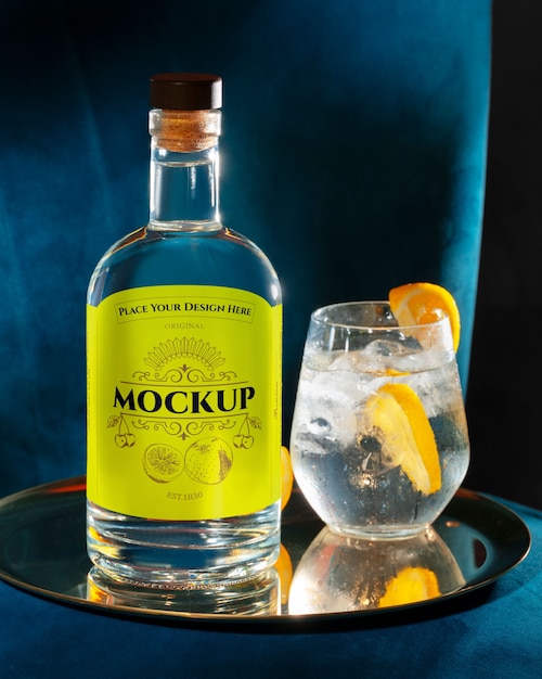 Glass bottle mock-up design for alcoholic drink