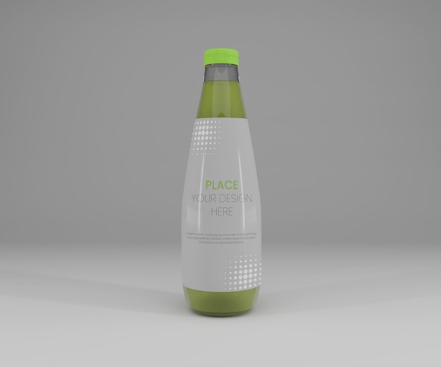 PSD glass bottle mockup design in 3d rendering