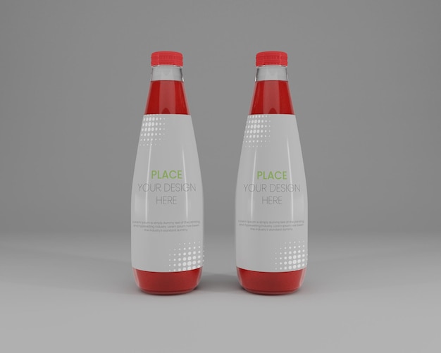 PSD glass bottle mockup design in 3d rendering