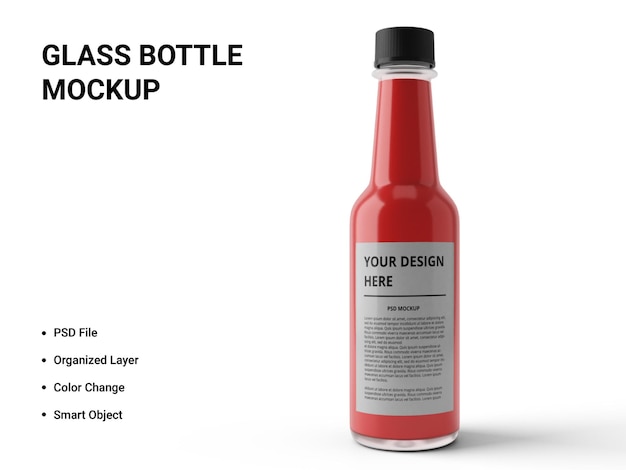 Glass bottle mockup design isolated