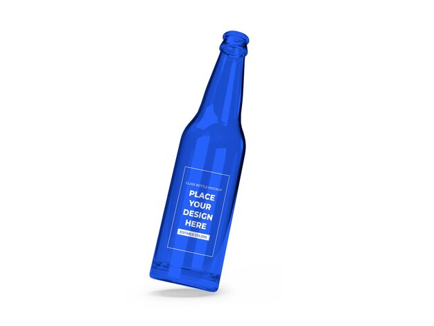 Glass bottle mockup template isolated