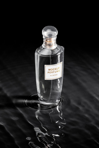 PSD glass bottle of perfume mock-up with clear water