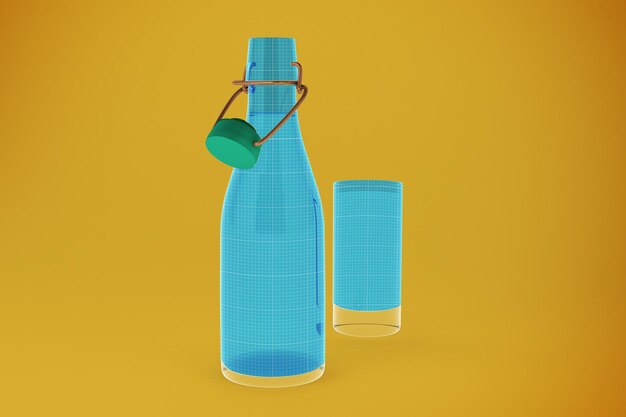 PSD acqua in bottiglia di vetro