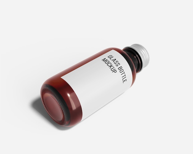 Glass bottle with screw cap mockup