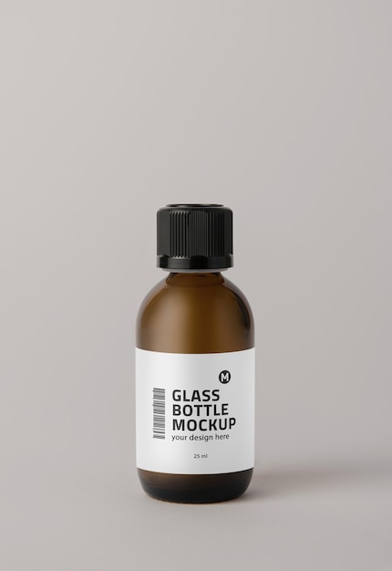 PSD glass bottle with tag mockup