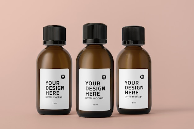 glass bottle with tag mockup