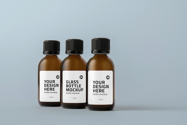 glass bottle with tag mockup