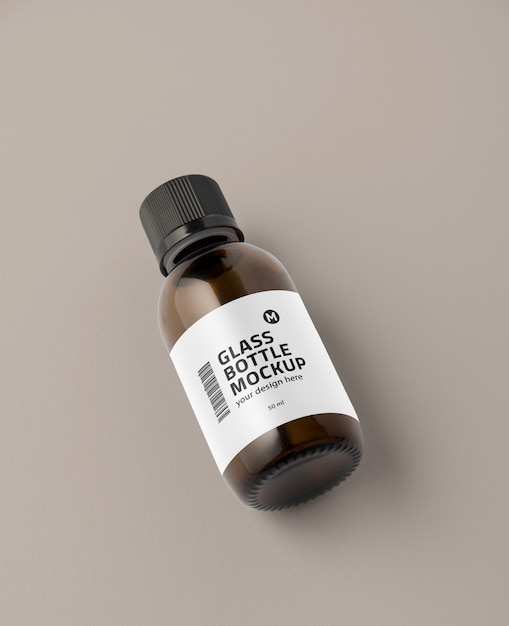 PSD glass bottle with tag mockup