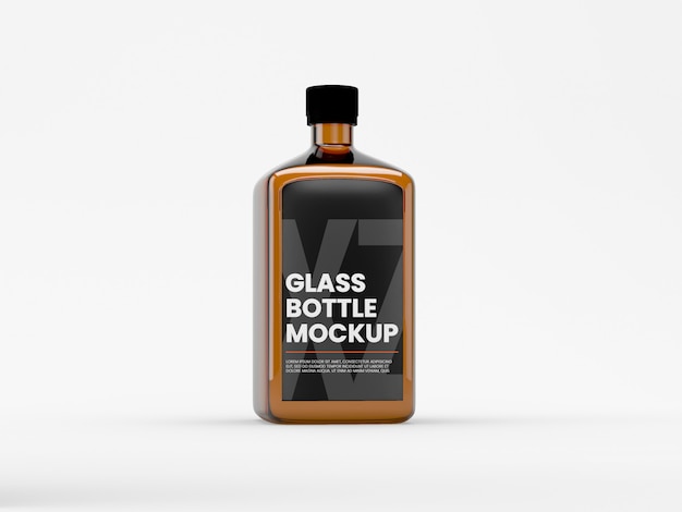 PSD glass bottle with transparent liquid mockup
