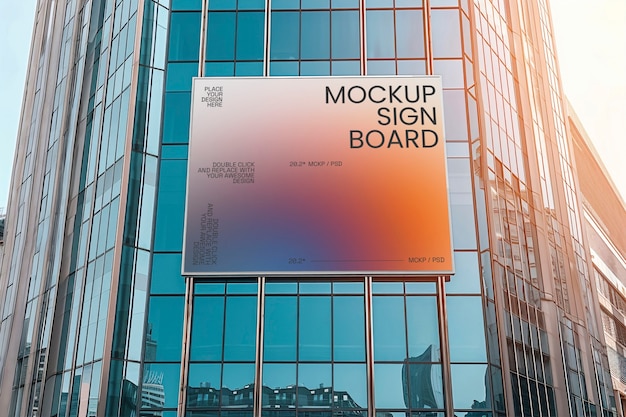 PSD glass building logo mockup design