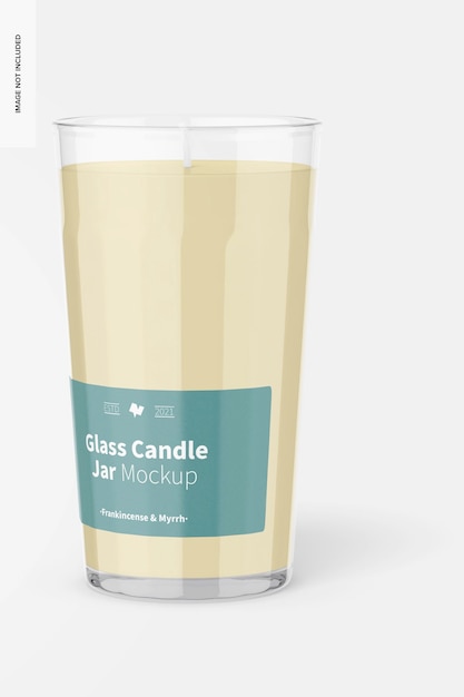 Glass Candle Jar Mockup, Front View