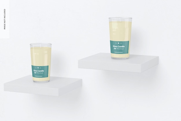 Glass Candle Jars Mockup, Perspective