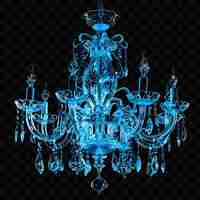 PSD glass chandelier with a cool blue neon radiance made with cl glowing object y2k neon art design