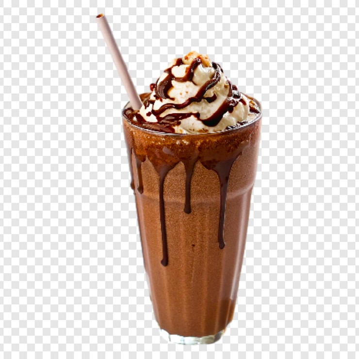 PSD a glass of chocolate milkshake png isolated on transparent background