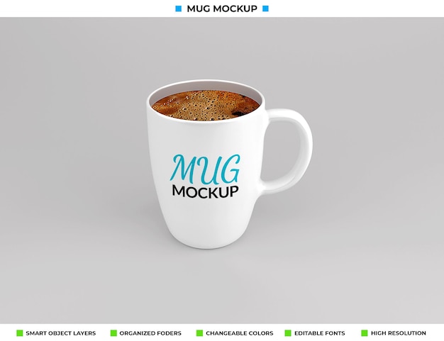 PSD design mockup di tazza di caffè o tè in vetro