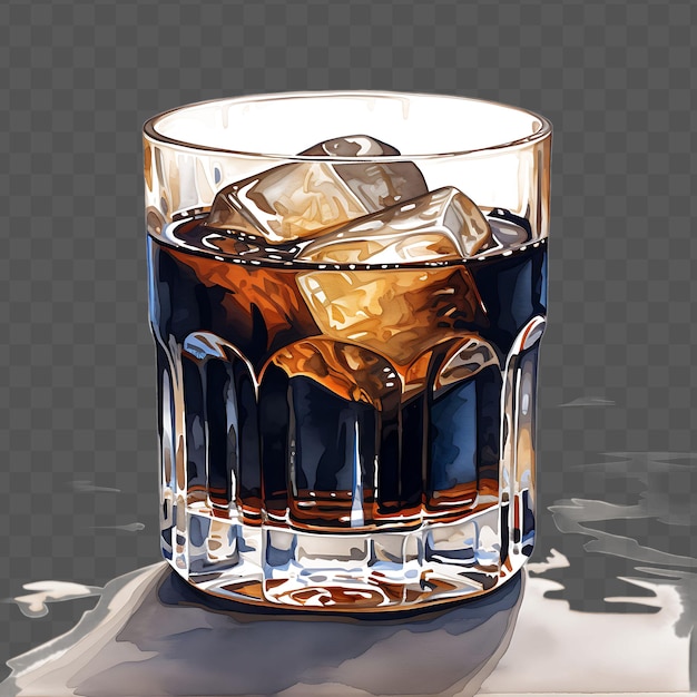 PSD a glass of cola with ice and ice cubes on it