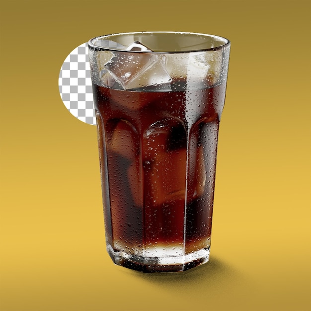 PSD glass of cola with ice isolated on transparency