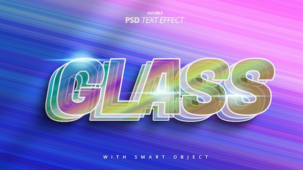 Glass colorful 3d glow text effect template design