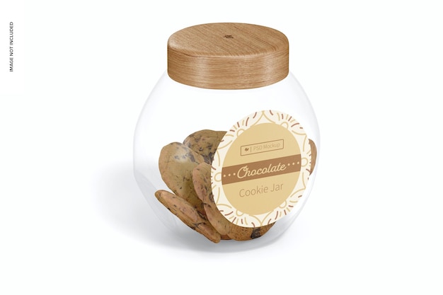 Glass cookie jar mockup, front view