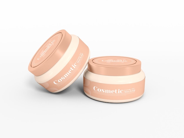 Mockup di imballaggio per contenitori di crema cosmetica in vetro