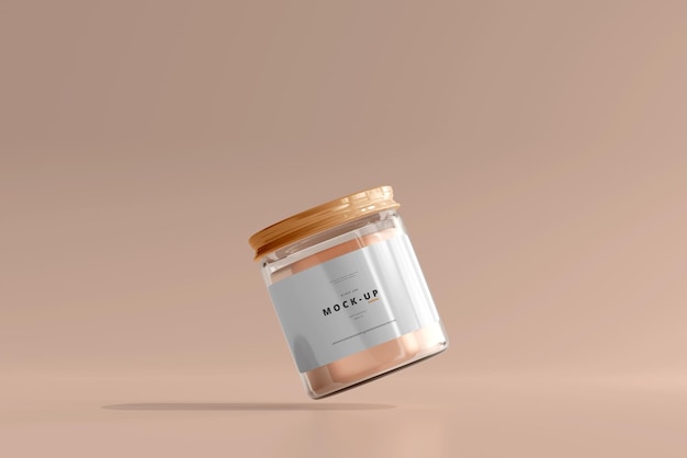 Glass cosmetic jar mockup