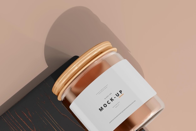 PSD glass cosmetic jar mockup