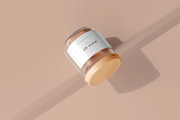 Glass cosmetic jar mockup