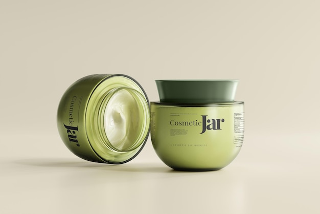 Glass Cosmetic Jar Mockup