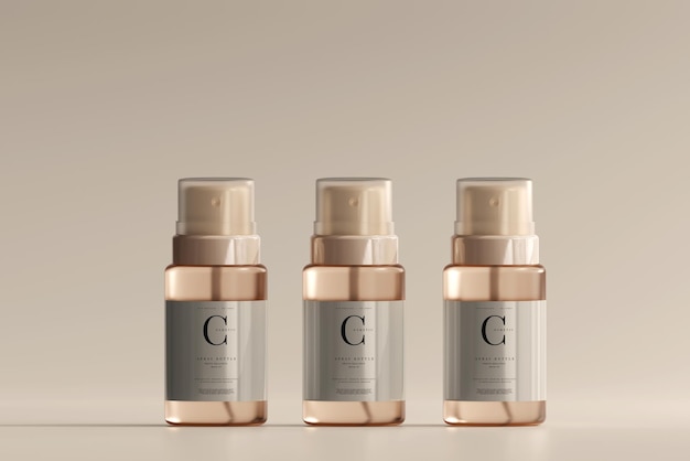 Mockup di flacone spray cosmetico in vetro