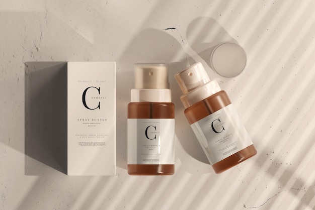 Glass Cosmetic Spray Bottle with Box Mockup