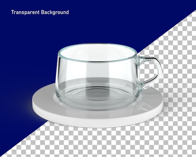 PSD rendering png 3d di tazze di vetro