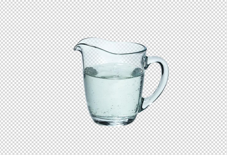 PSD a glass cup with water in it that is half full