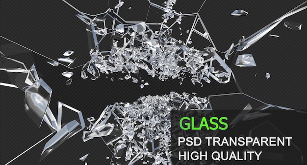 Glass debris in 3d rendering isolated design Premium Psd