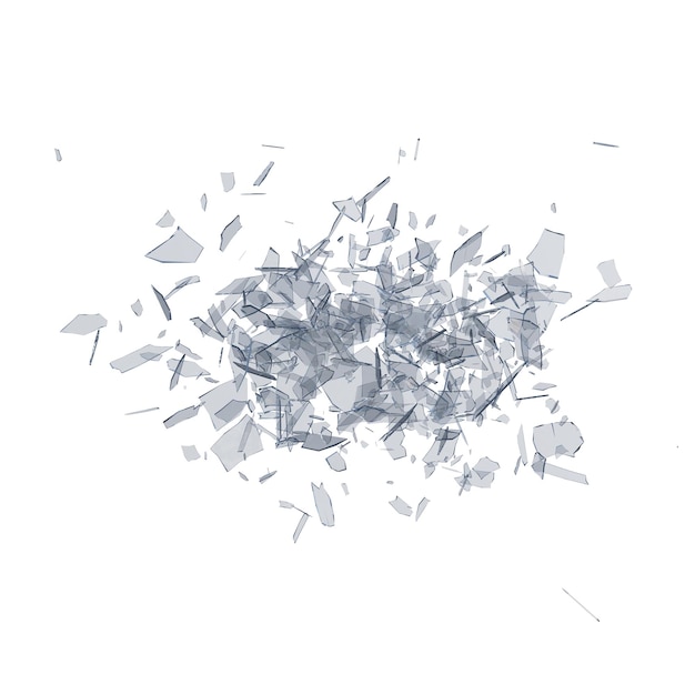 Glass debris isolated transparent background 3d rendering