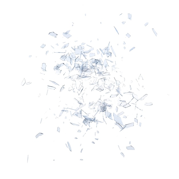 Glass debris isolated transparent background 3d rendering