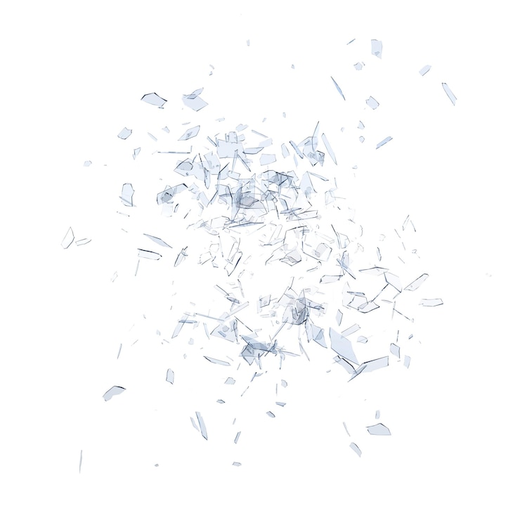 PSD glass debris isolated transparent background 3d rendering