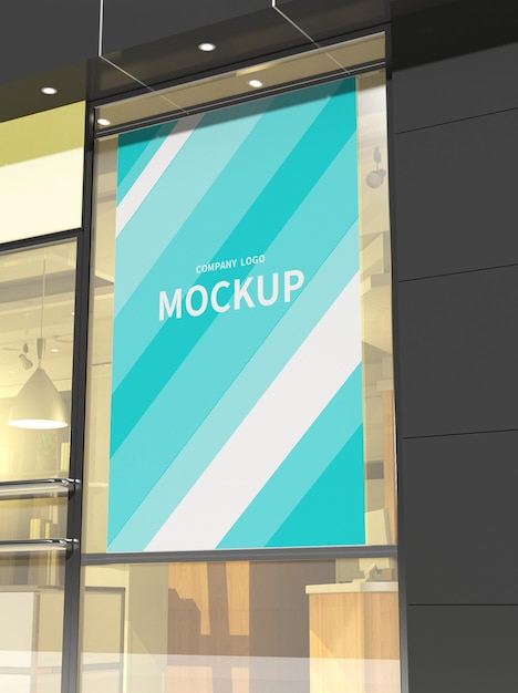 PSD glass door banner mockup