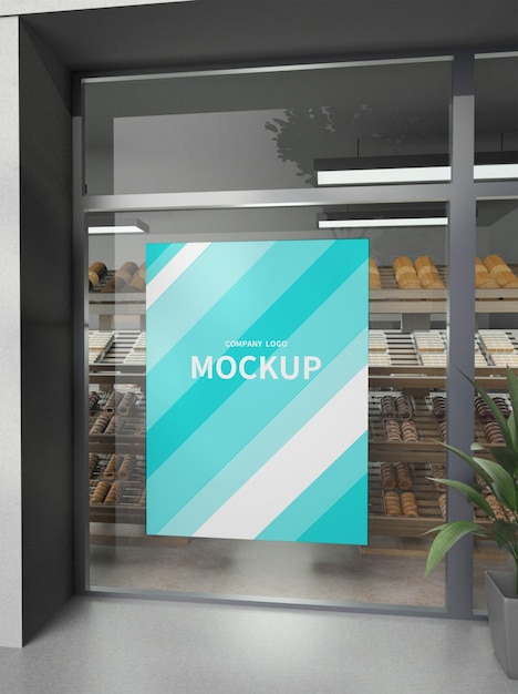 PSD glass door banner mockup