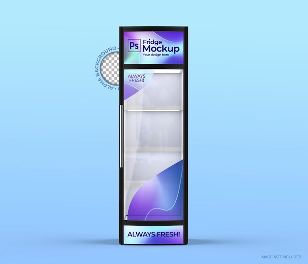 PSD glass door fridge mockup for branding promotions and sales