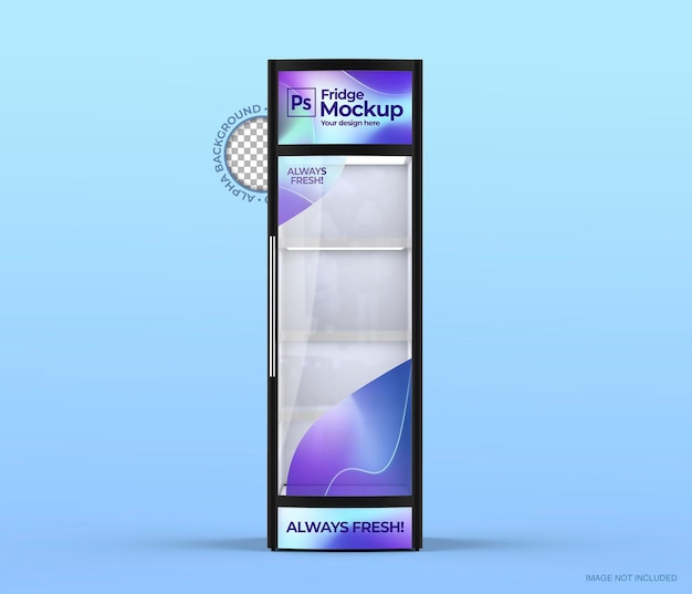 브랜딩 판촉 및 판매를 위한 Glass Door Fridge Mockup